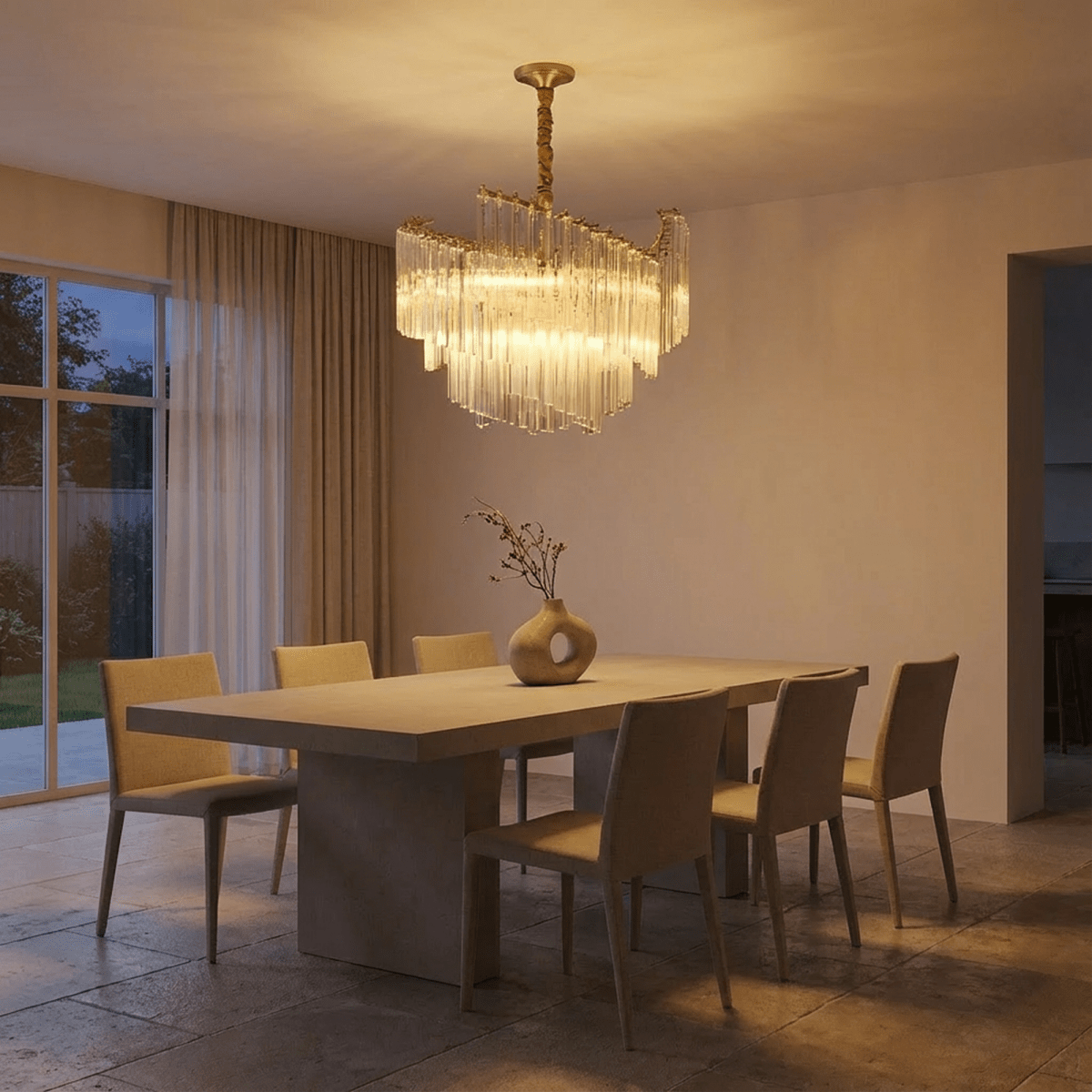 Livok chandelier by Residence Supply featuring multiple hanging glass orbs and a sleek modern design for elegant lighting.