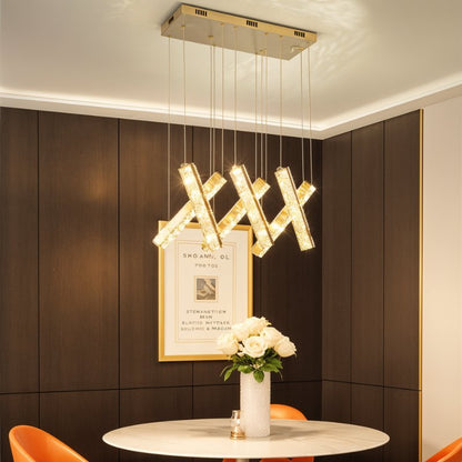 Elegant Lucente Chandelier with crystal accents and multiple light bulbs, designed for a luxurious home lighting fixture.
