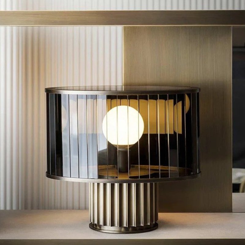 Luceo Table Lamp by Residence Supply with a sleek modern design and a white fabric shade on a wooden base.