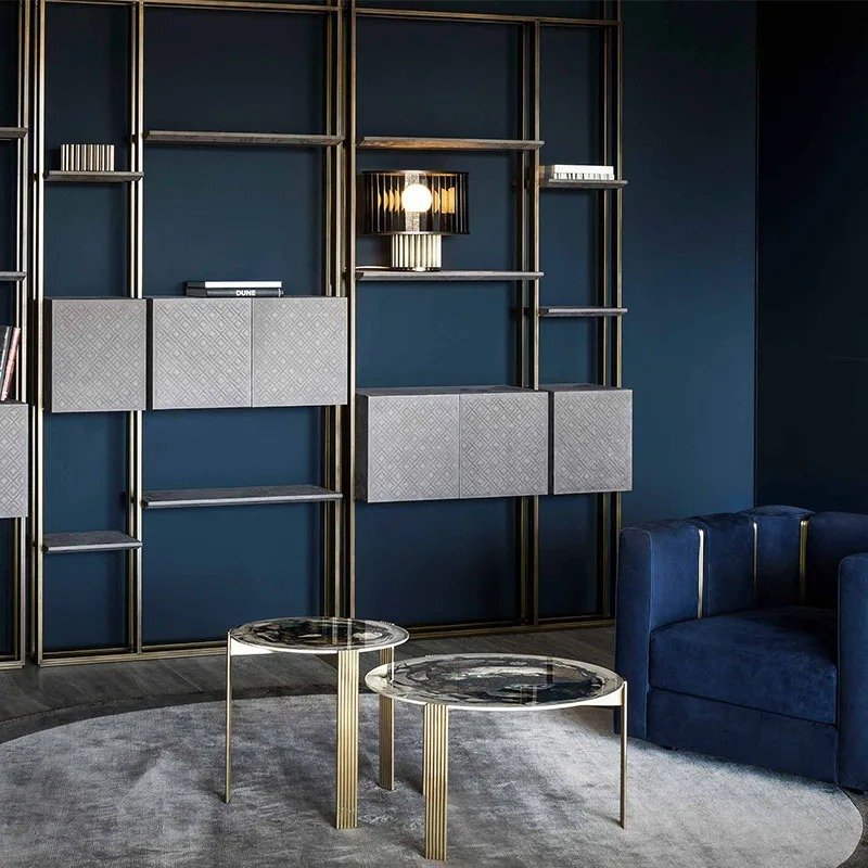 Luceo Table Lamp by Residence Supply with a sleek modern design, white shade, and wooden base on a wooden surface.