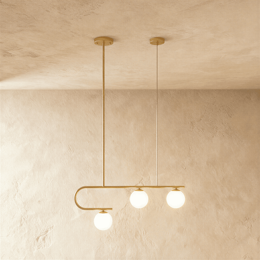 Elegant Lucernae Linear Chandelier by Residence Supply with sleek metal frame and multiple hanging light fixtures.