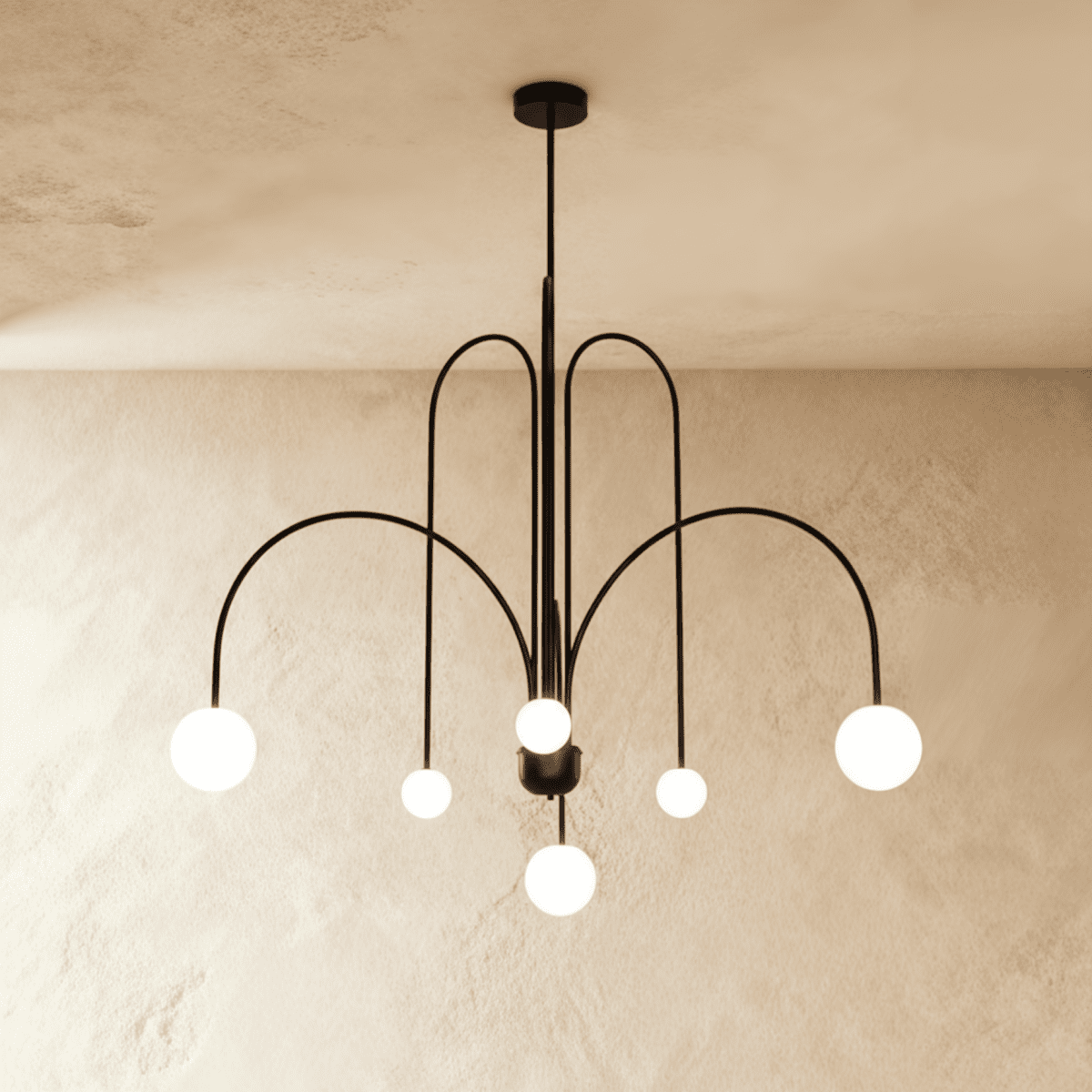 Elegant Lucille Chandelier by Residence Supply with multiple glass pendant lights and a metal frame, ideal for sophisticated interiors.