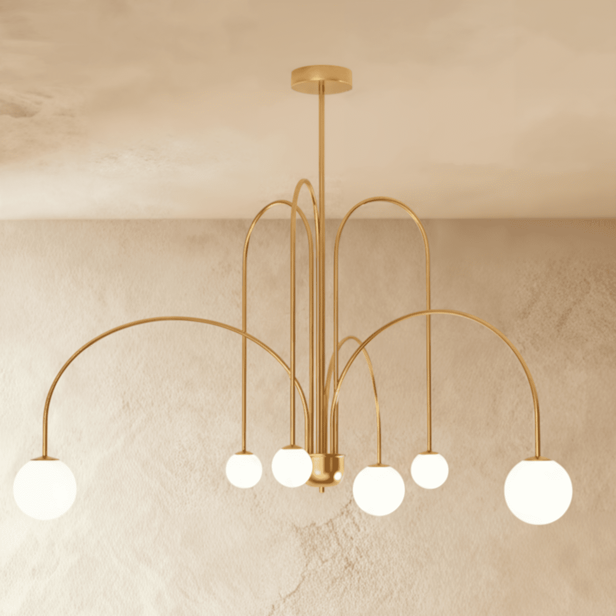 Elegant Lucille Chandelier by Residence Supply with multiple glass bulbs and intricate metal detailing.
