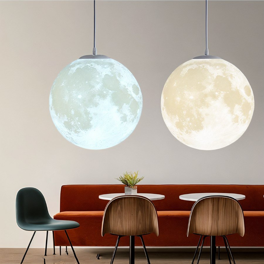 Residence Supply Lunar Pendant Light hanging fixture with a sleek, modern lunar-inspired design.