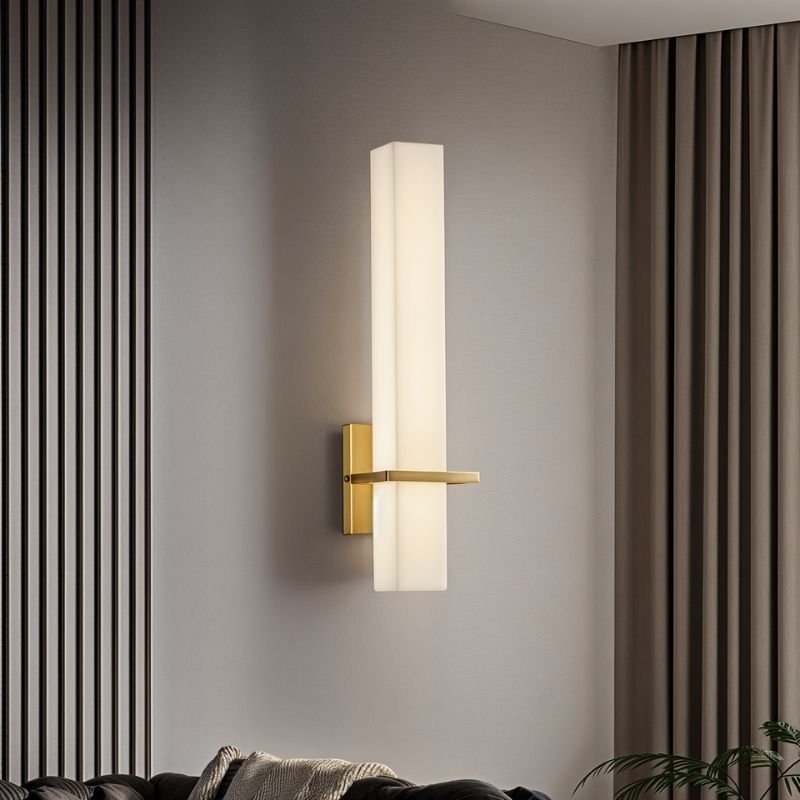 Lunara wall lamp by Residence Supply featuring alabaster shade and brass finish in a modern design style.