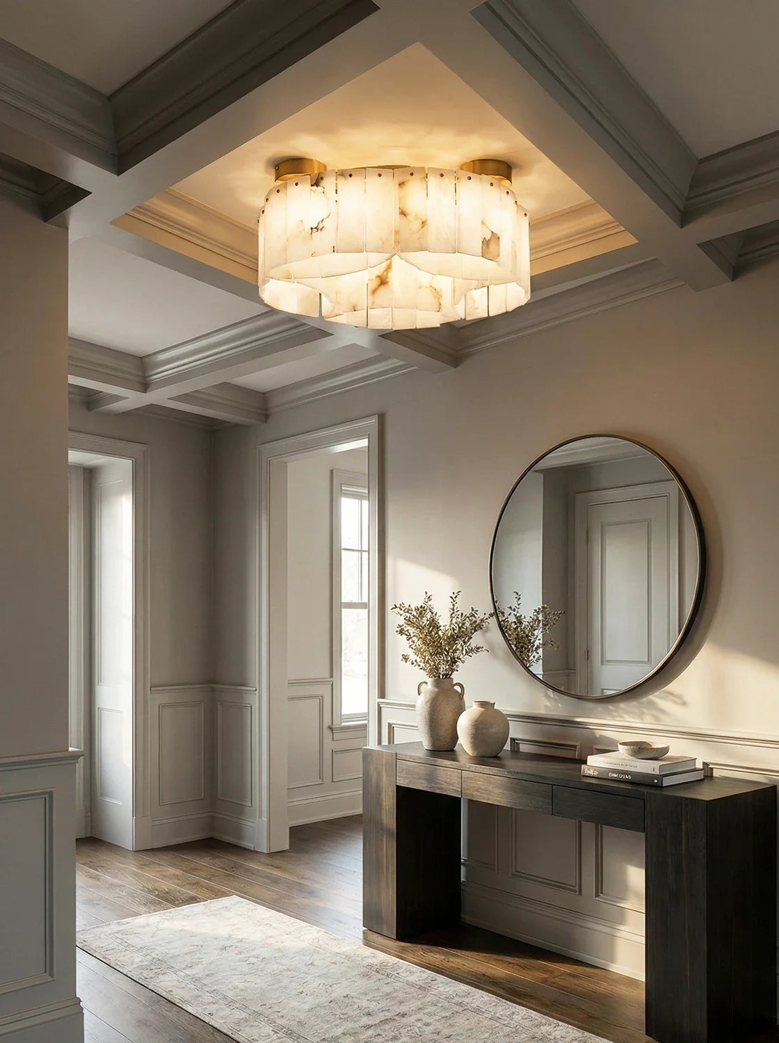 Luxe White Alabaster Ceiling Lamp