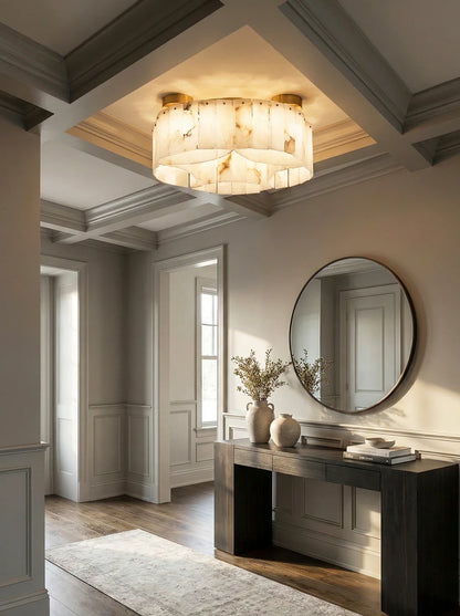 Luxe White Alabaster Ceiling Lamp