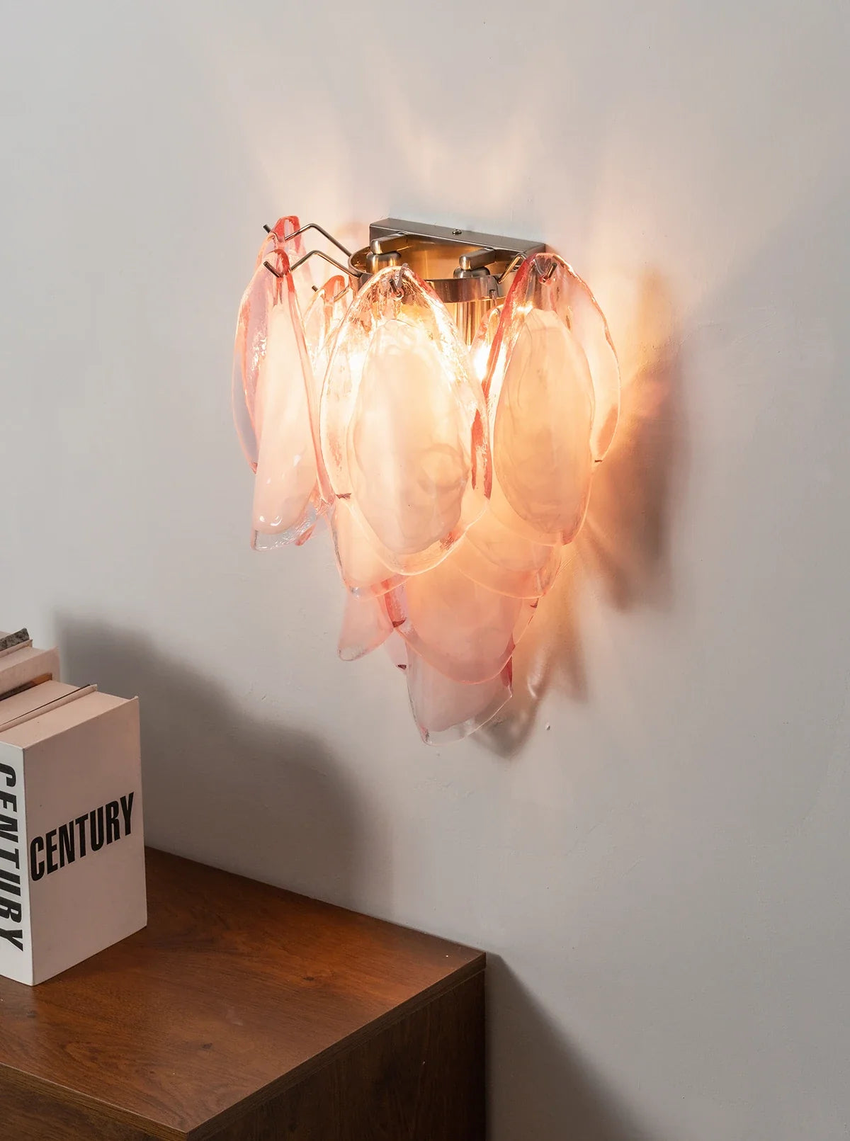 Pink Lotus Textured Glass Wall Sconce