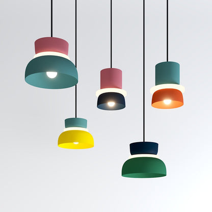 Residence Supply macaron pendant light with pastel-colored ceramic shade hanging from a ceiling mount.