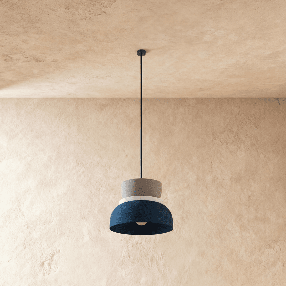 Residence Supply Macaron Pendant Light with pastel-colored, round ceramic shades hanging from a sleek ceiling mount.