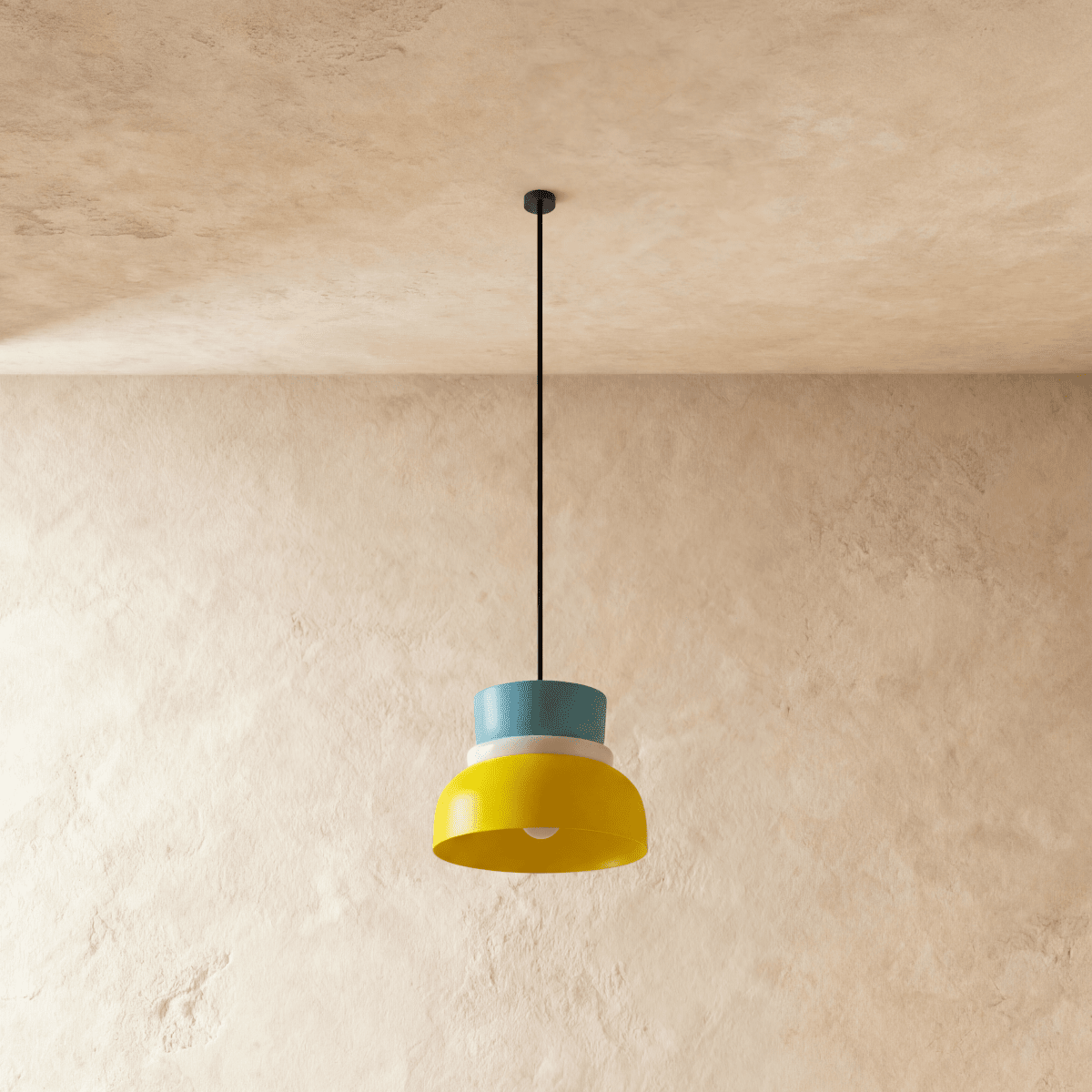 Residence Supply Macaron Pendant Light with pastel-colored, rounded ceramic shade hanging from a ceiling mount.