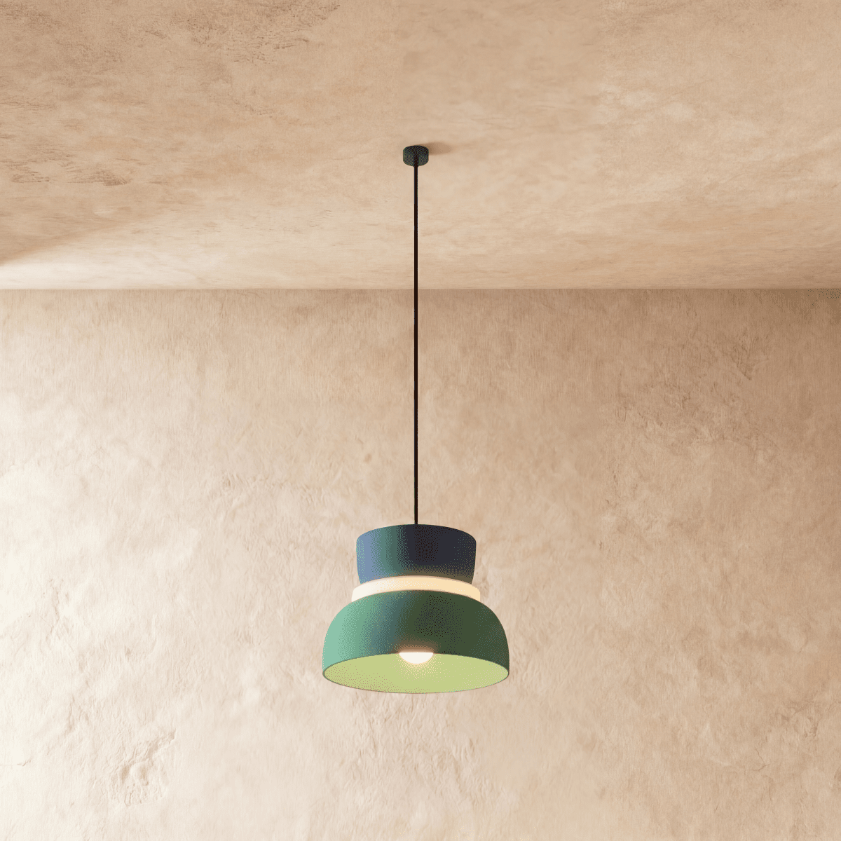 Residence Supply Macaron Pendant Light hanging with pastel-colored, rounded ceramic shades for modern kitchen or living room decor.