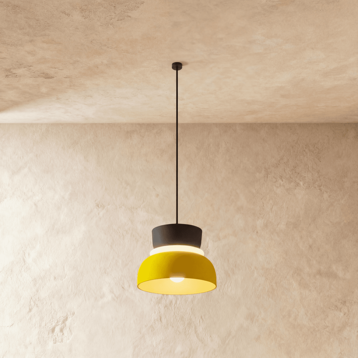 Residence Supply macaron pendant light with pastel-colored, rounded shade hanging from a ceiling mount, modern and stylish decor.