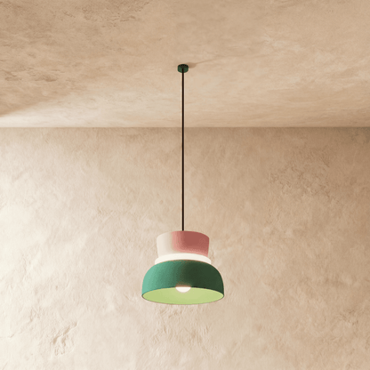 Residence Supply Macaron Pendant Light with pastel-colored, rounded ceramic shade hanging from a sleek ceiling mount.