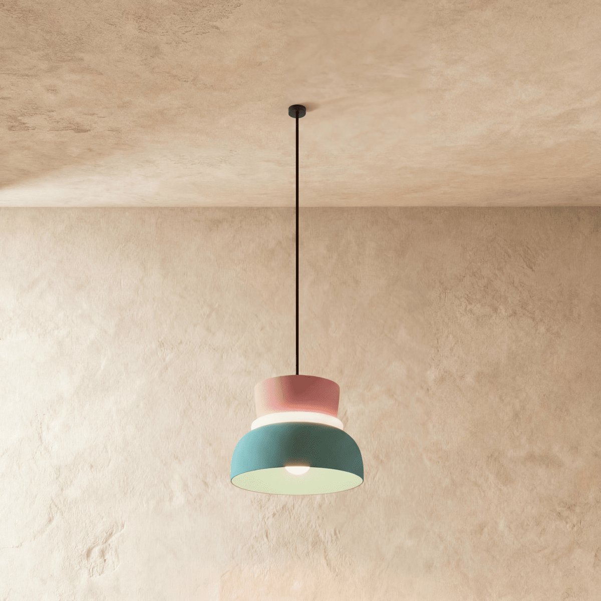 Residence Supply Macaron Pendant Light hanging fixture with pastel-colored, rounded design, perfect for modern home lighting decor.