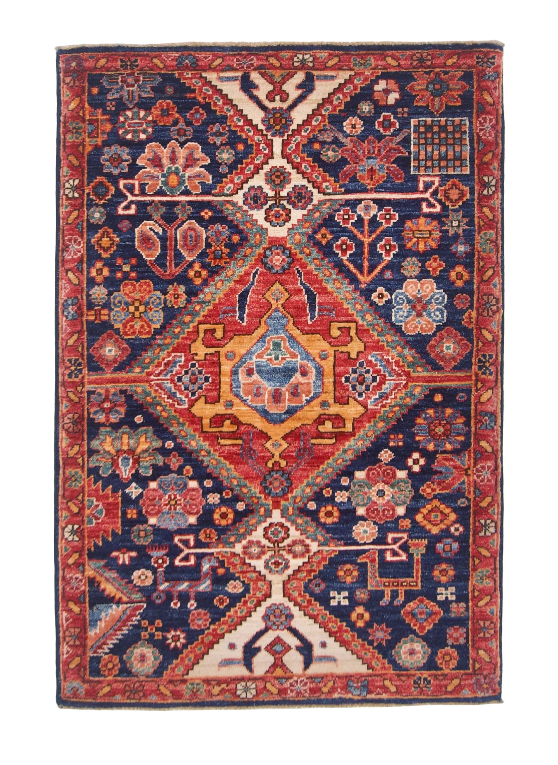 Afghan Qashqai (2'08"x3'10") blue/red - Nuvé