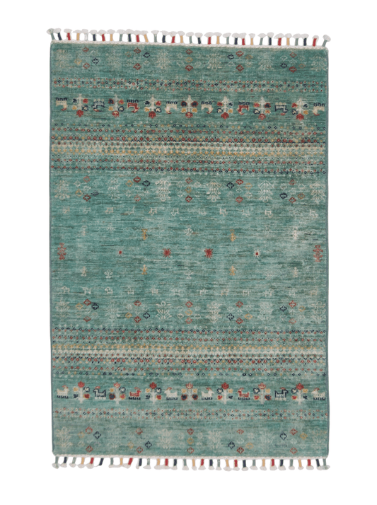 Afghan Gabbeh (2'07"x3'10") light green - Nuvé