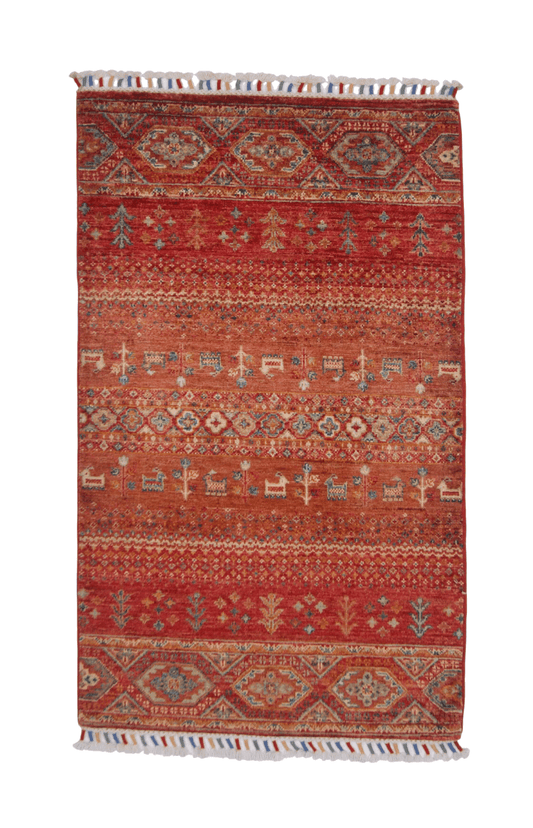 Afghan Khorjin-Gabbeh (2'06"x4'02") rust/red - Nuvé