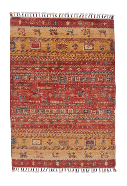 Afghan Khorjin-Gabbeh (2'08"x3'09") rust/gold - Nuvé