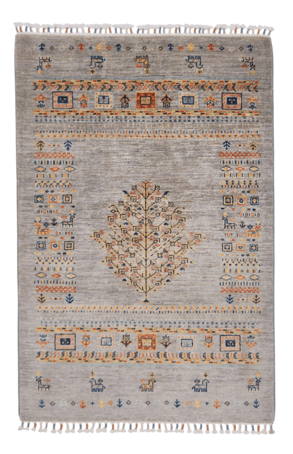 Afghan Tree of Life Gabbeh (3'03"x4'10") silver - Nuvé