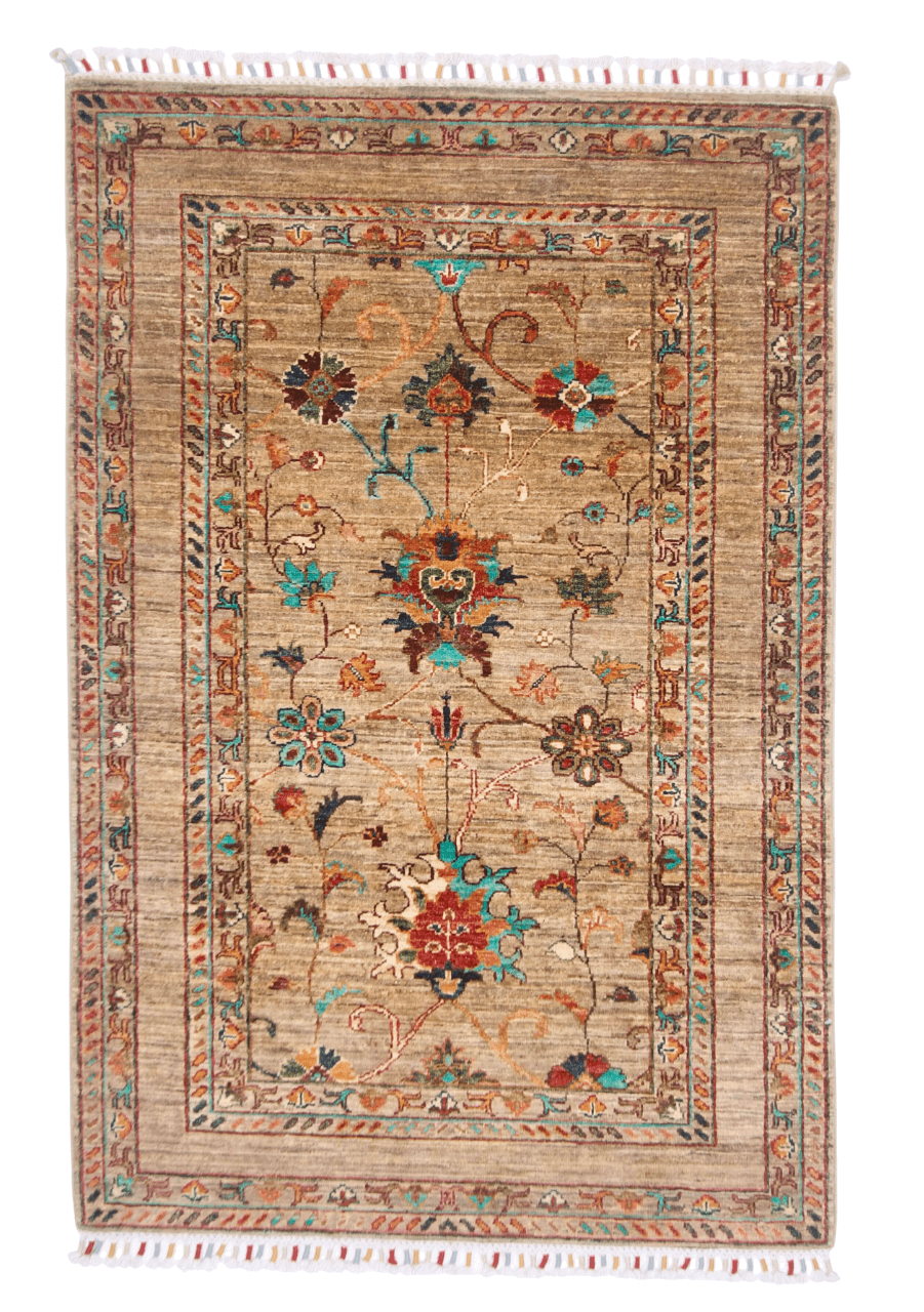 Khorjin (3'03"x4'11") camel/turquoise - Nuvé