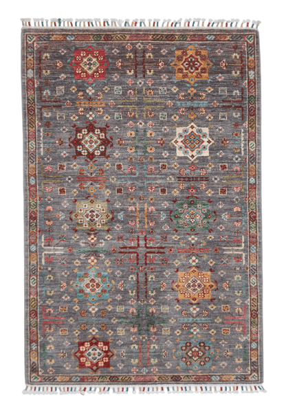 Afghan Khorjin (3'04"x5'00") gray/pastel - Nuvé