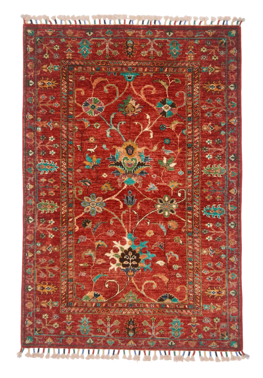 Afghan Aryana (3'04"x5'00") red/turquoise - Nuvé