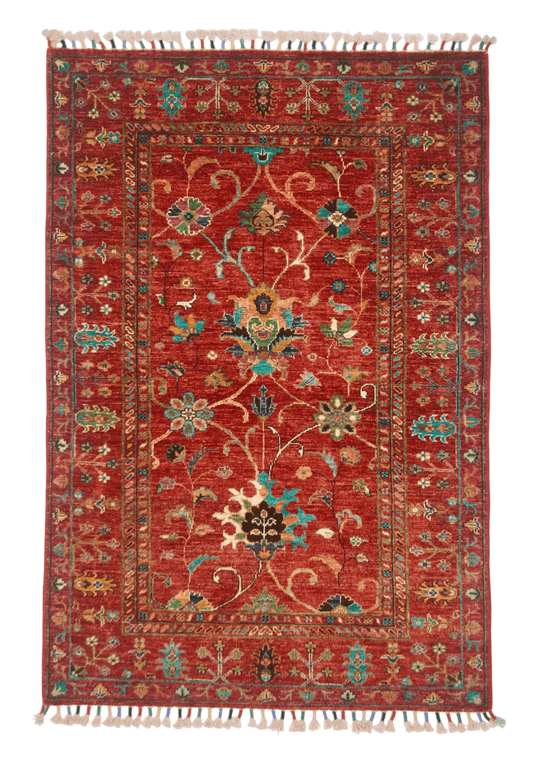 Afghan Aryana (3'04"x5'00") red/turquoise - Nuvé