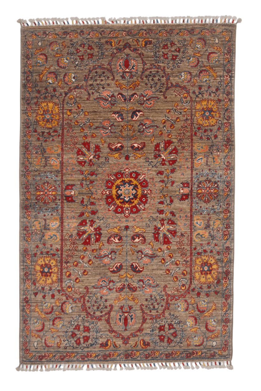 Afghan Khorjin - Suzani (3'02"x5'00") camel/red - Nuvé
