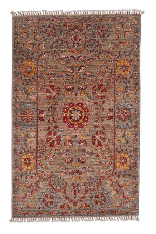 Afghan Khorjin - Suzani (3'02"x5'00") camel/red - Nuvé