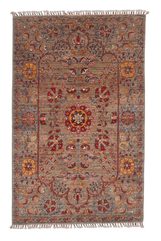 Afghan Khorjin - Suzani (3'02"x5'00") camel/red - Nuvé