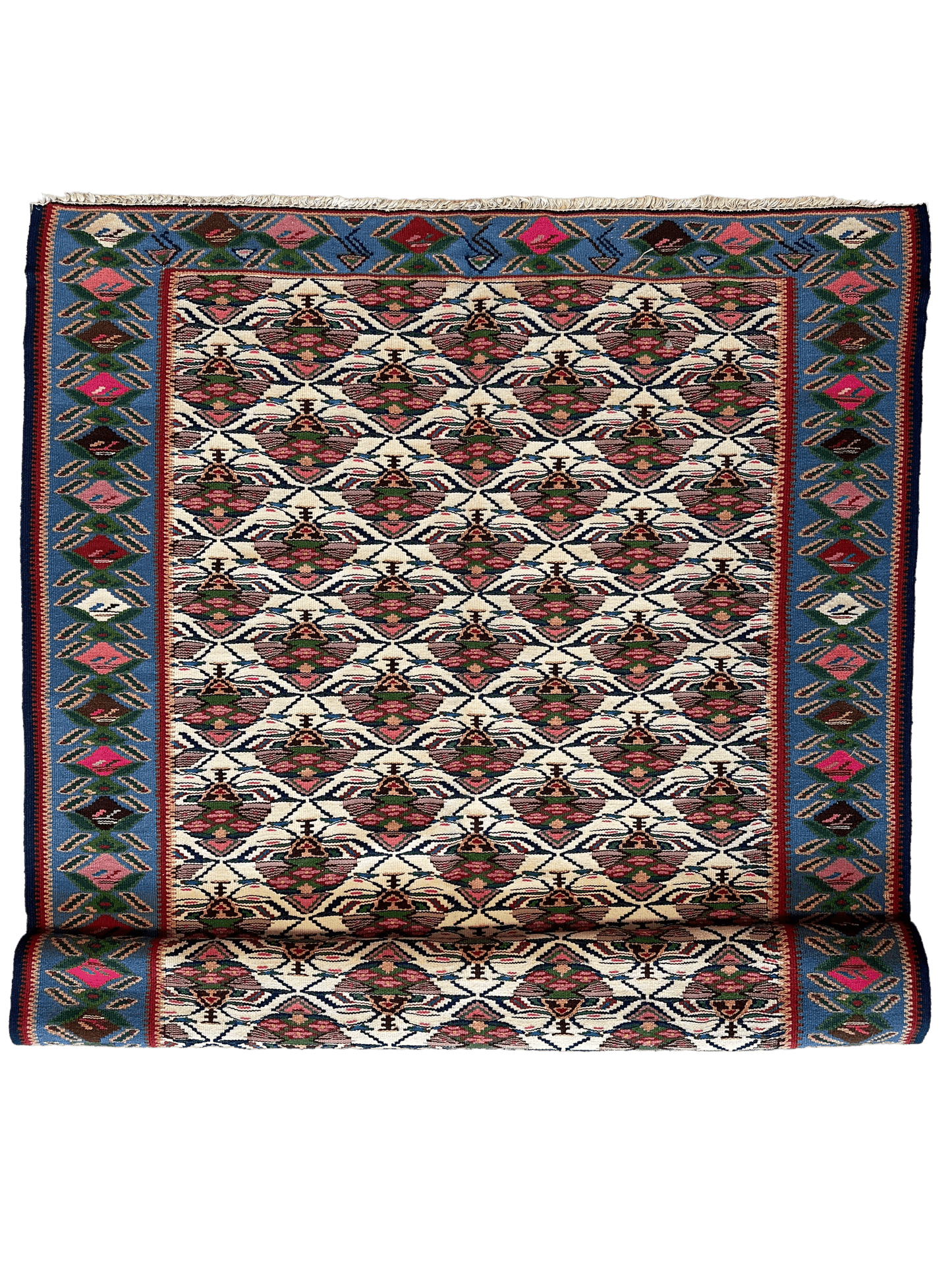 Masterpiece Vintage Persian Senneh Kilim Runner Rug 4’ x 9’ - Nuvé