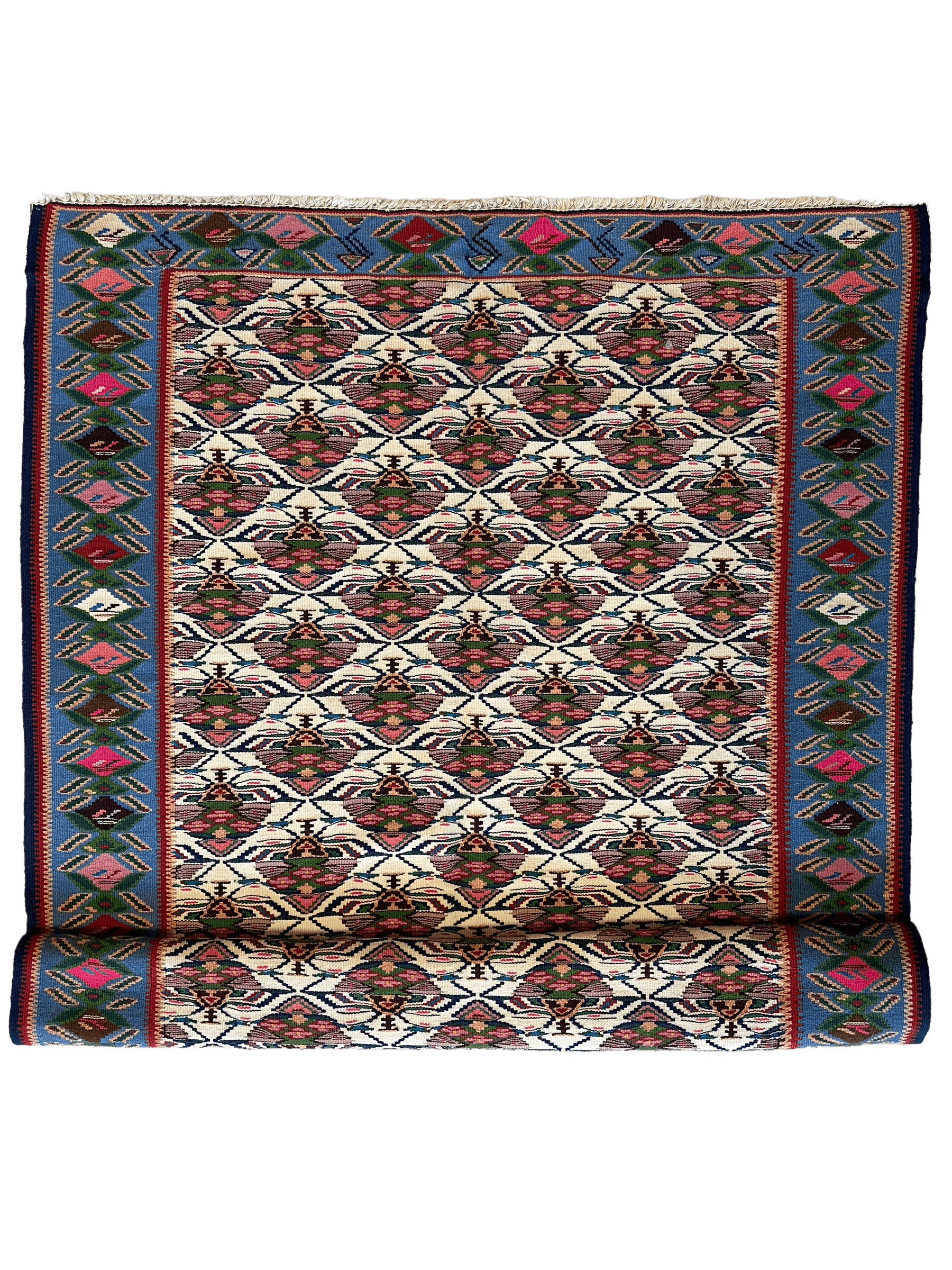 Masterpiece Vintage Persian Senneh Kilim Runner Rug 4’ x 9’ - Nuvé