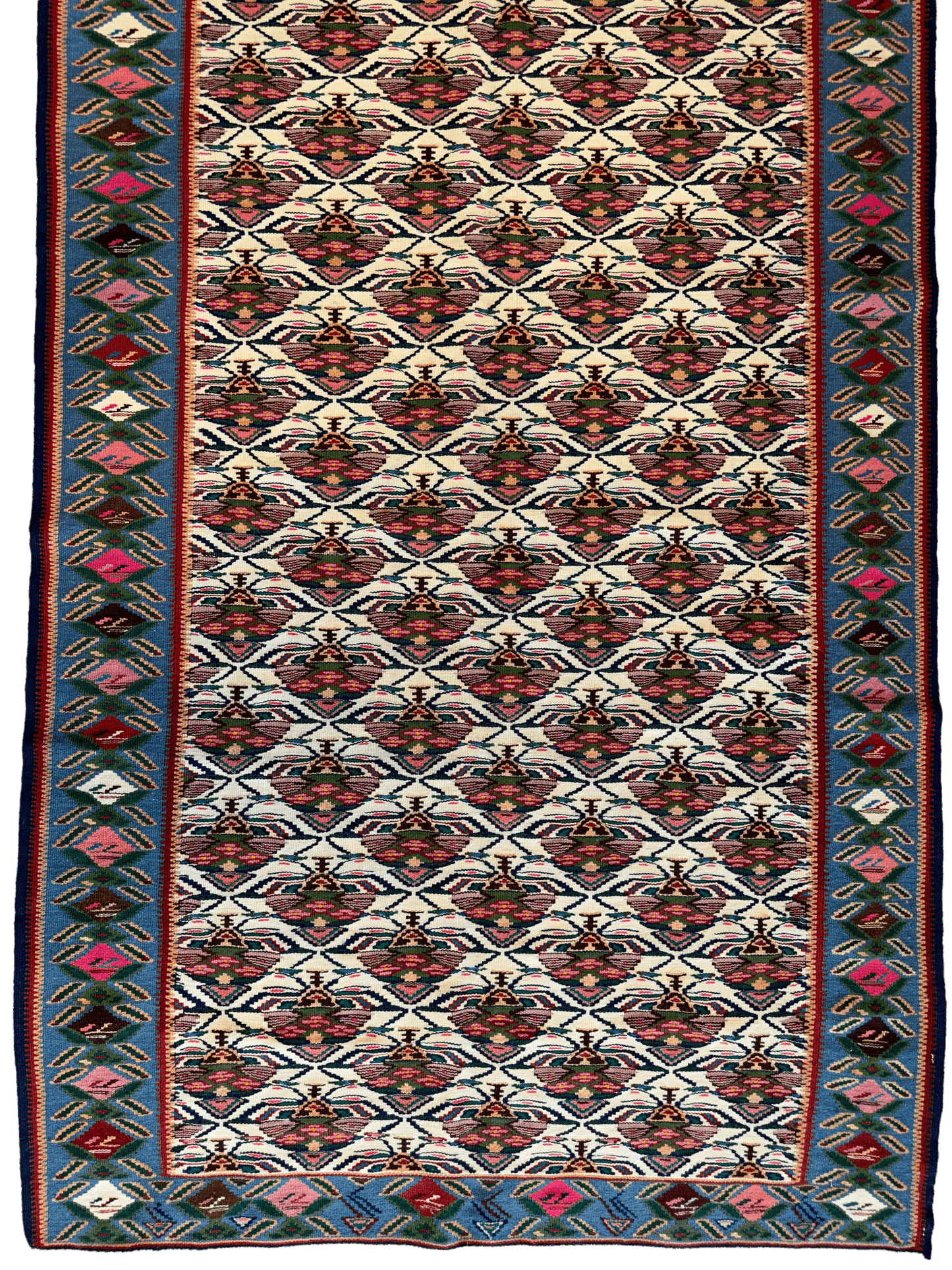 Masterpiece Vintage Persian Senneh Kilim Runner Rug 4’ x 9’ - Nuvé