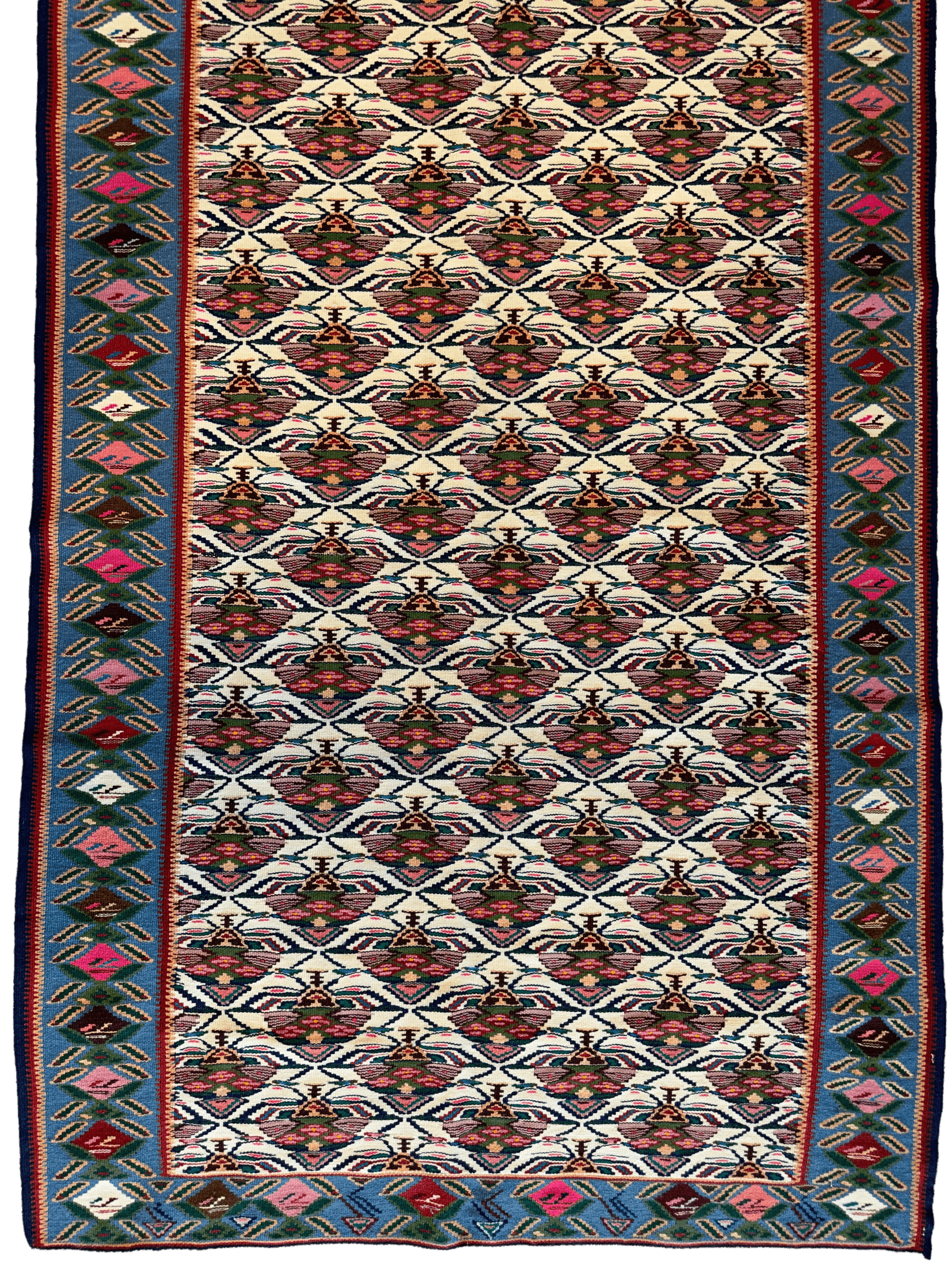 Masterpiece Vintage Persian Senneh Kilim Runner Rug 4’ x 9’ - Nuvé