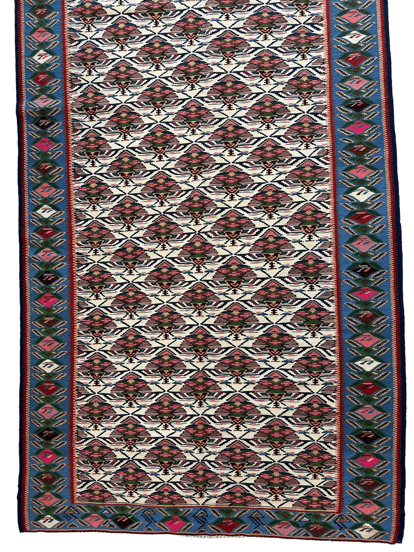 Masterpiece Vintage Persian Senneh Kilim Runner Rug 4’ x 9’ - Nuvé