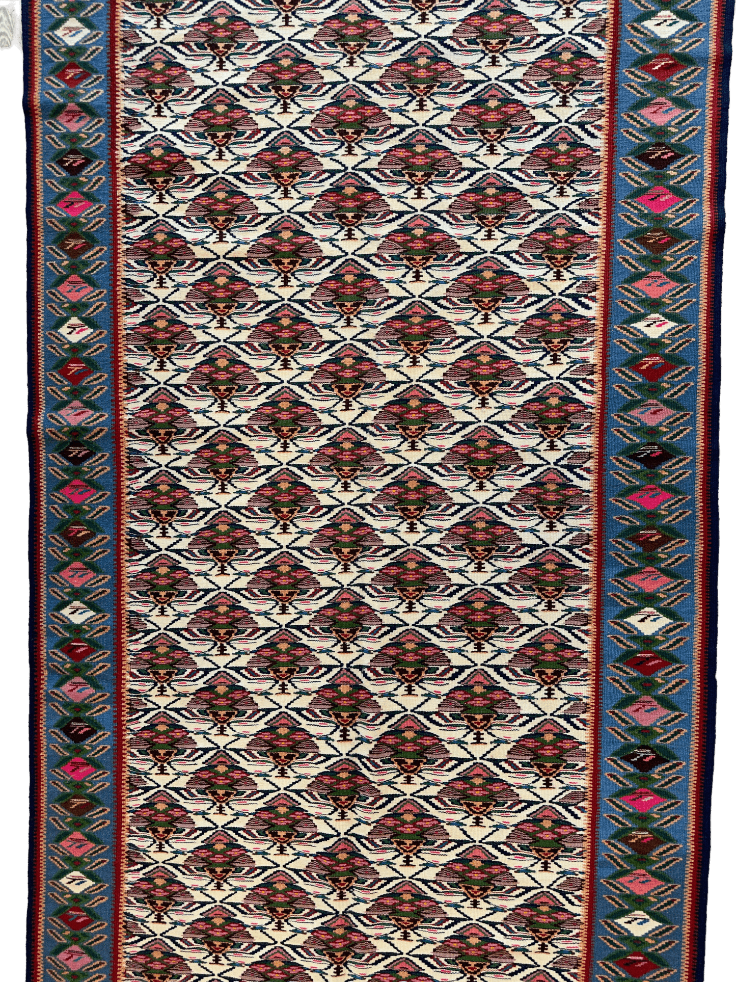 Masterpiece Vintage Persian Senneh Kilim Runner Rug 4’ x 9’ - Nuvé