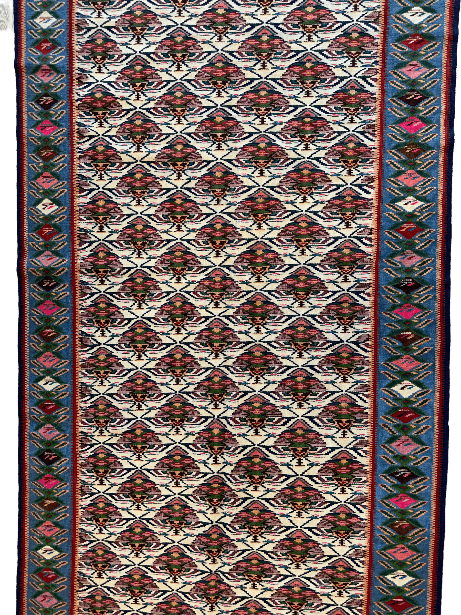 Masterpiece Vintage Persian Senneh Kilim Runner Rug 4’ x 9’ - Nuvé