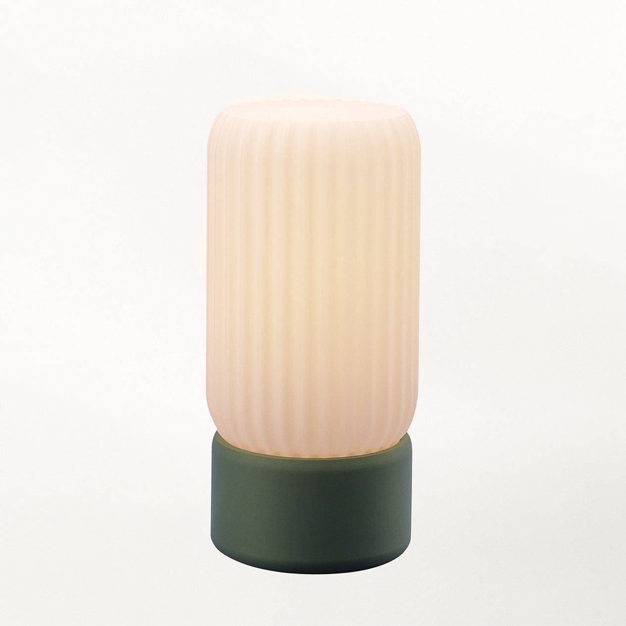 Terra Labs Milk Shade Barrel Table Lamp with a smooth white shade and wooden base, ideal for modern home decor.