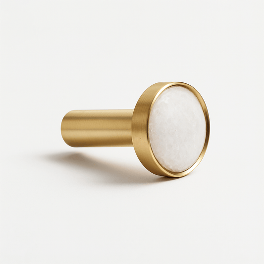 Miora marble cabinet knob from Residence Supply, featuring a smooth white and gray marble finish, ideal for home and garden hardware.