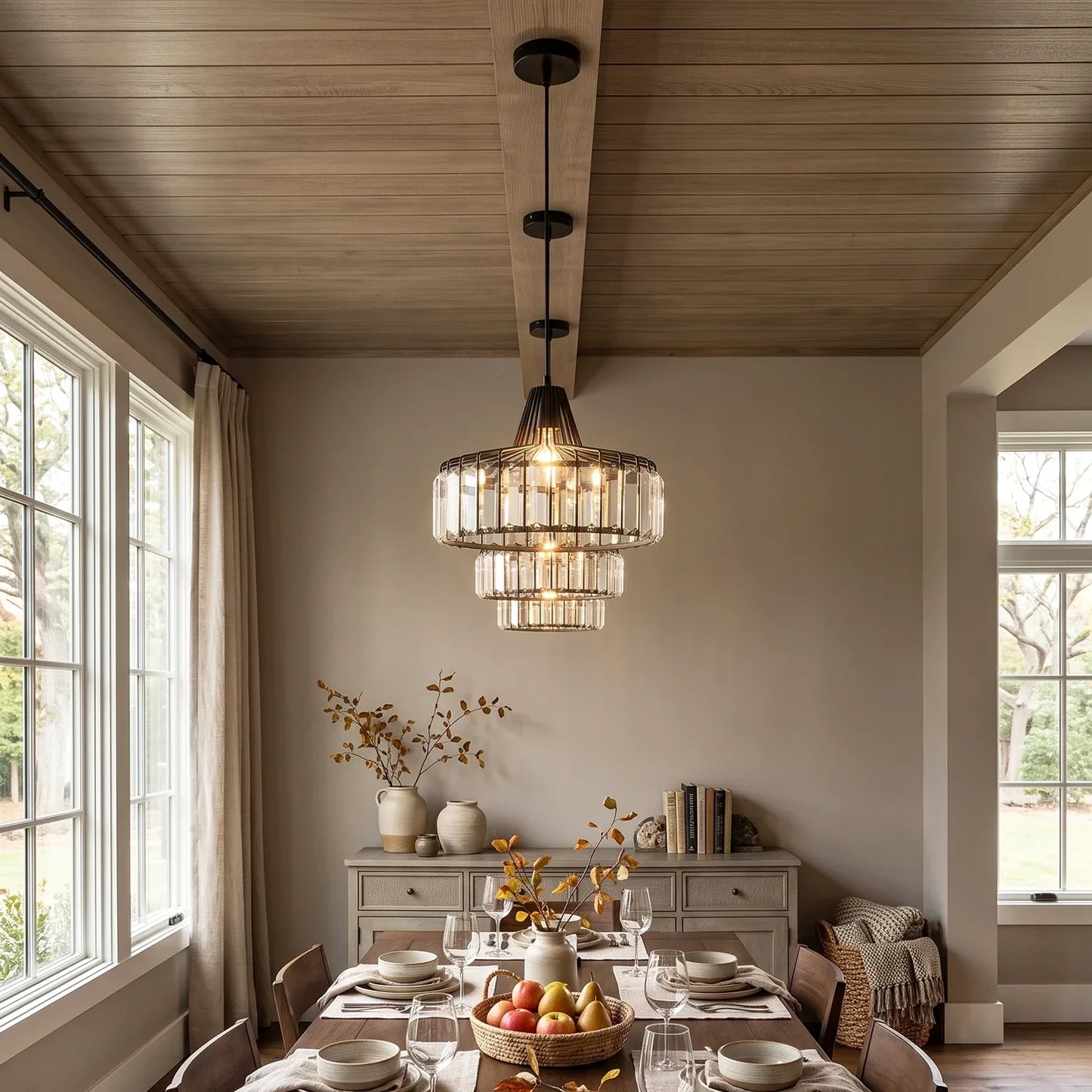 Modern Iron Art Glass Pendant Lamp