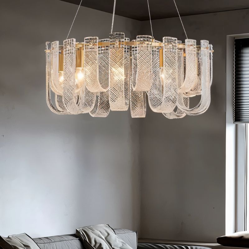 Residence Supply Mudil Round Chandelier with multiple hanging bulbs and metal frame, stylish ceiling light fixture.