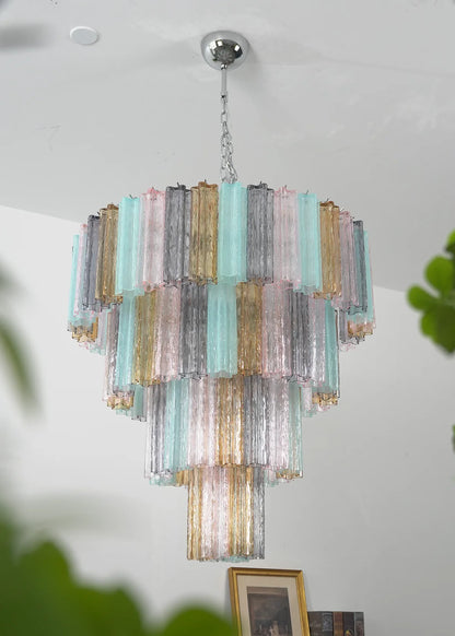 Multi Layered Stained Glass Chandelier