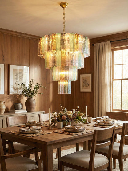 Multi Layered Stained Glass Chandelier