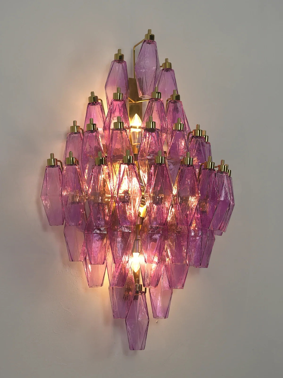 Multifaceted Diamond Purple Glass Wall Lamp