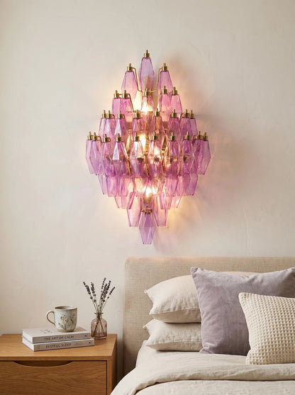 Multifaceted Diamond Purple Glass Wall Lamp