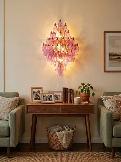 Multifaceted Diamond Purple Glass Wall Lamp