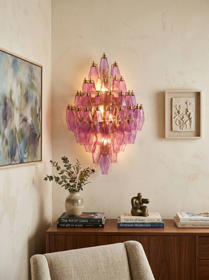Multifaceted Diamond Purple Glass Wall Lamp