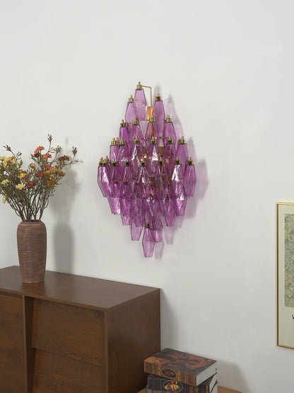Multifaceted Diamond Purple Glass Wall Lamp