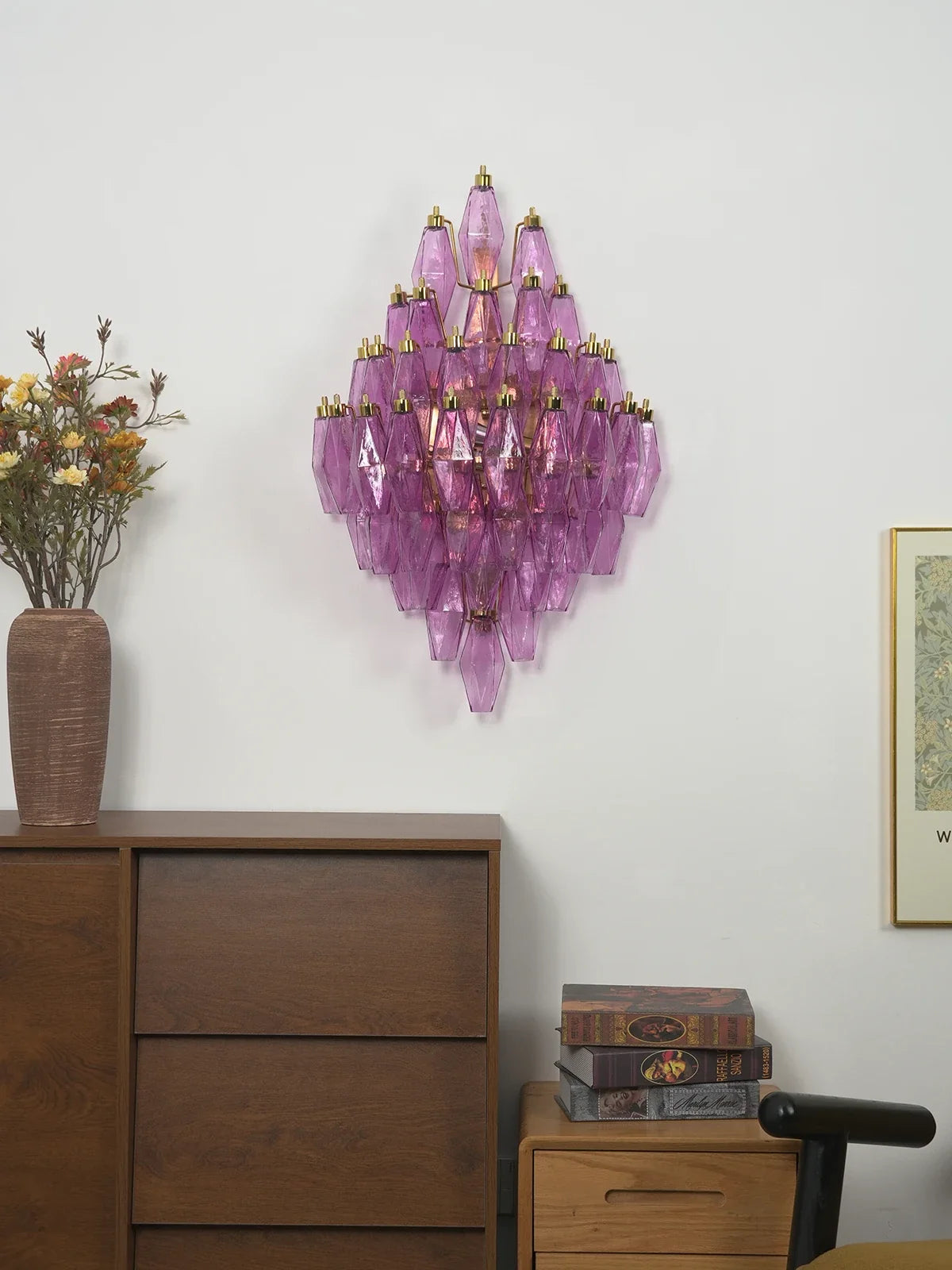 Multifaceted Diamond Purple Glass Wall Lamp